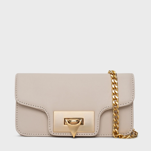 Bolsa Tiracolo Fiorella Pequena Couro Off White Cotton