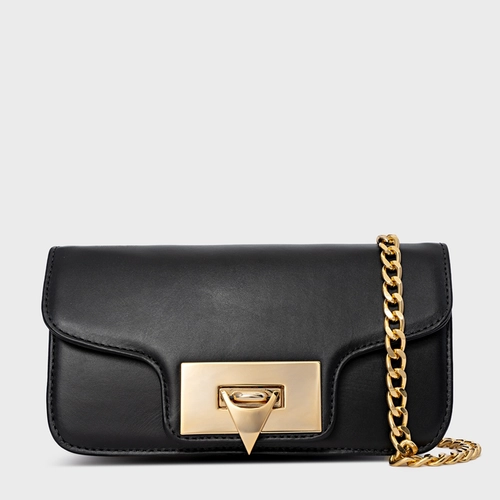 Bolsa Tiracolo Fiorella Pequena Couro Preto