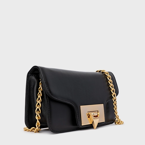 Bolsa Tiracolo Fiorella Pequena Couro Preto