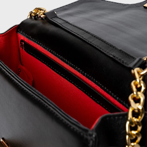 Bolsa Tiracolo Fiorella Pequena Couro Preto