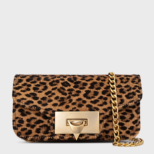 Bolsa Tiracolo Fiorella Pequena Pelo Animal Print Honey
