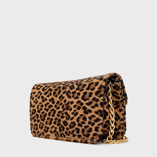 Bolsa Tiracolo Fiorella Pequena Pelo Animal Print Honey