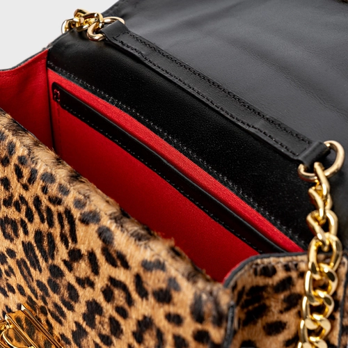 Bolsa Tiracolo Fiorella Pequena Pelo Animal Print Honey