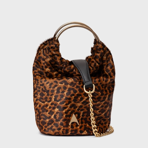 Bolsa Bucket Lizzie Pequena Pelo Animal Print Honey