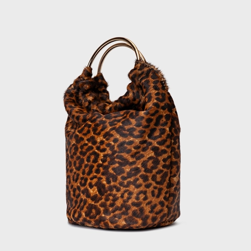 Bolsa Bucket Lizzie Pequena Pelo Animal Print Honey