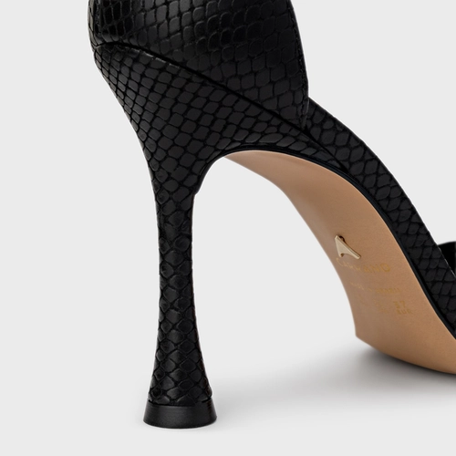 Sandália Eternal Salto Fino Couro Snake Preto
