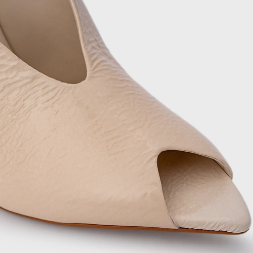 Sandália Salto Silhoutte Couro Verniz Off White Cotton