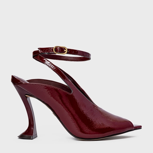 Sandália Salto Silhoutte Couro Verniz Vinho Mahogany