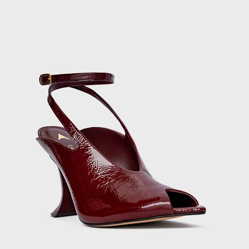 Sandália Salto Silhoutte Couro Verniz Vinho Mahogany