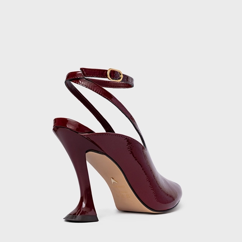 Sandália Salto Silhoutte Couro Verniz Vinho Mahogany