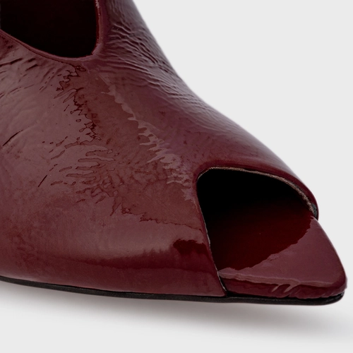 Sandália Salto Silhoutte Couro Verniz Vinho Mahogany