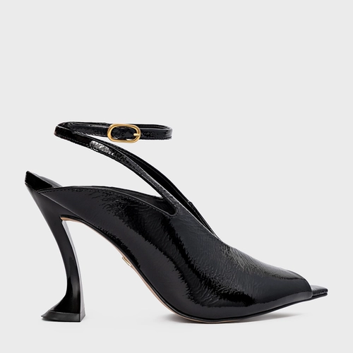 Sandália Salto Silhoutte Couro Verniz Preto