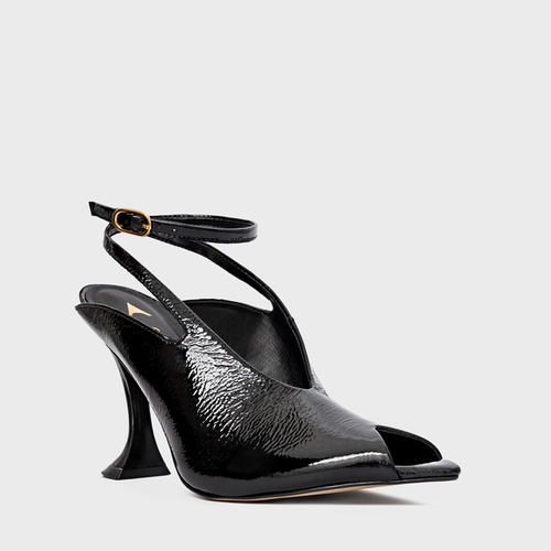 Sandália Salto Silhoutte Couro Verniz Preto