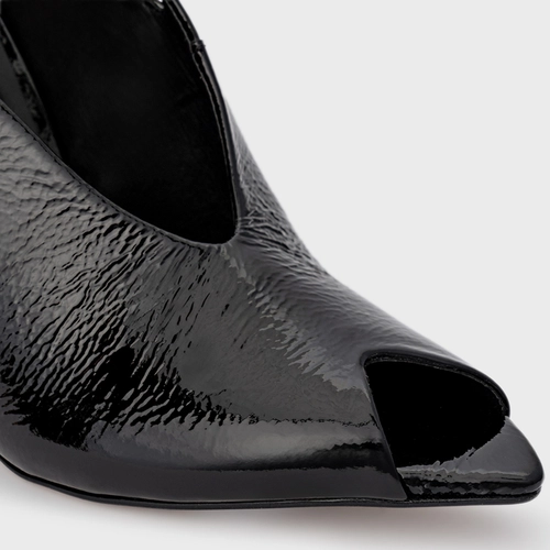 Sandália Salto Silhoutte Couro Verniz Preto