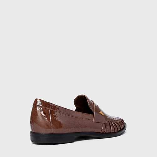 Loafer Drapeado Icon Couro Verniz Marrom Brownie