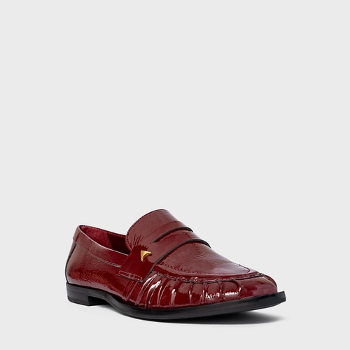 Loafer Drapeado Icon Couro Verniz Vinho Mahogany