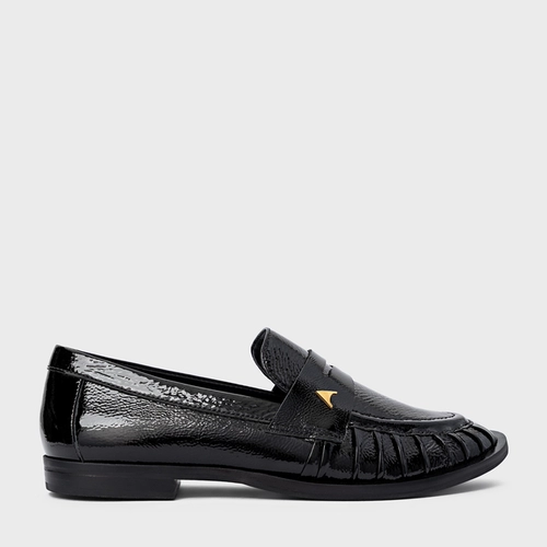 Loafer Drapeado Icon Couro Verniz Preto