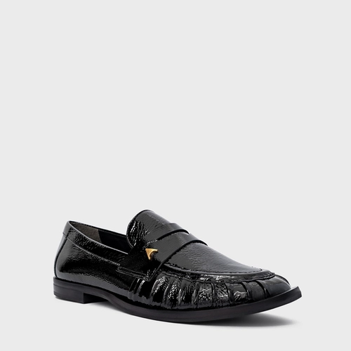 Loafer Drapeado Icon Couro Verniz Preto