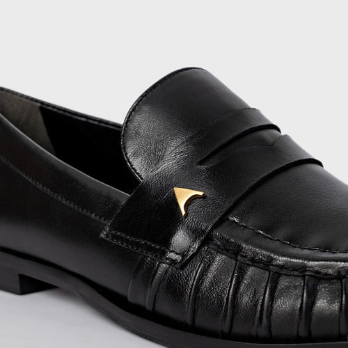 Loafer Drapeado Icon Couro Preto