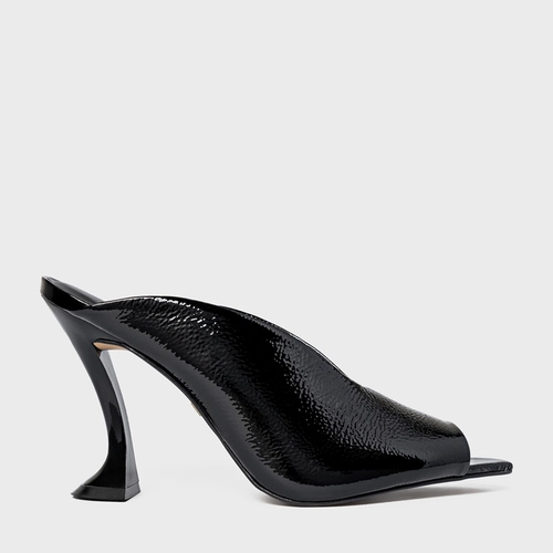 Open Mule Salto Silhoutte Couro Verniz Preto