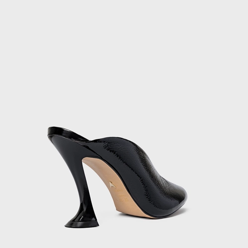 Open Mule Salto Silhoutte Couro Verniz Preto