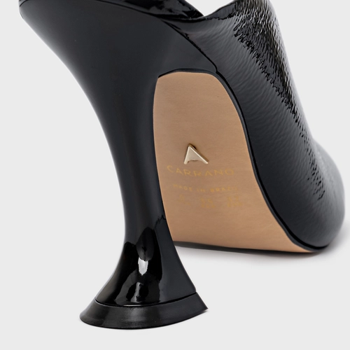 Open Mule Salto Silhoutte Couro Verniz Preto