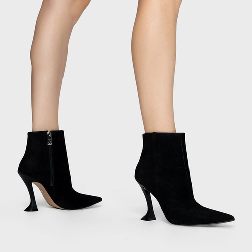 Bota Salto Silhoutte Couro Nobuck Preto