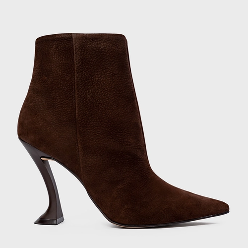 Bota Salto Silhoutte Couro Nobuck Marrom Dark Brown