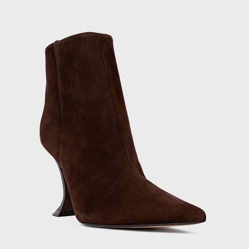 Bota Salto Silhoutte Couro Nobuck Marrom Dark Brown