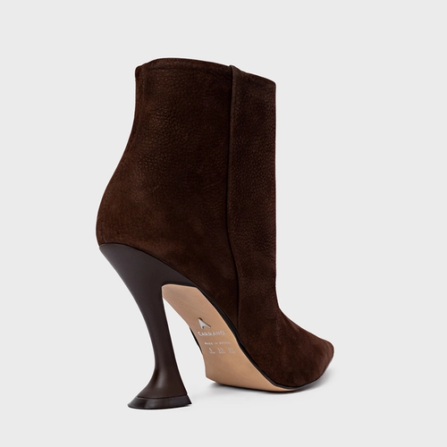 Bota Salto Silhoutte Couro Nobuck Marrom Dark Brown