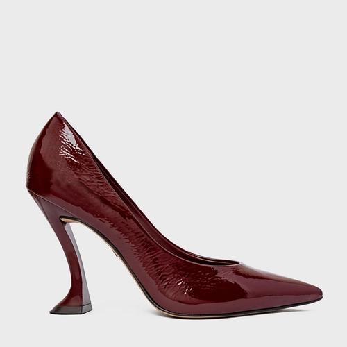 Scarpin Angeline Salto Silhoutte Couro Verniz Vinho Mahogany