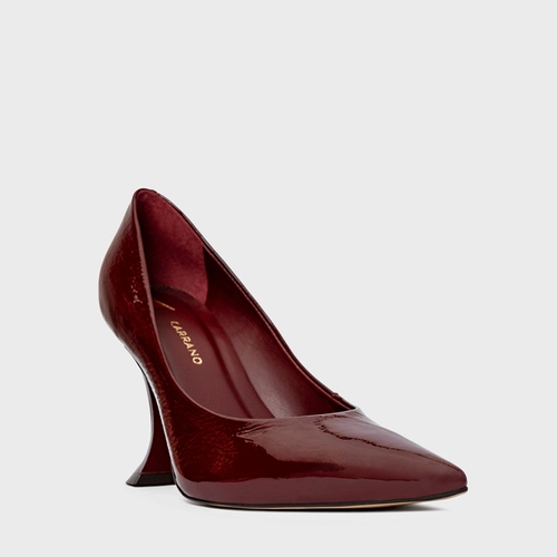 Scarpin Angeline Salto Silhoutte Couro Verniz Vinho Mahogany