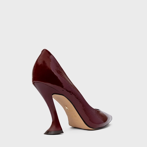 Scarpin Angeline Salto Silhoutte Couro Verniz Vinho Mahogany