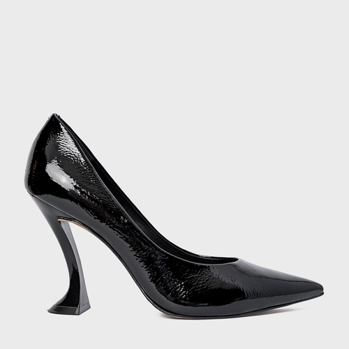 Scarpin Angeline Salto Silhoutte Couro Verniz Preto