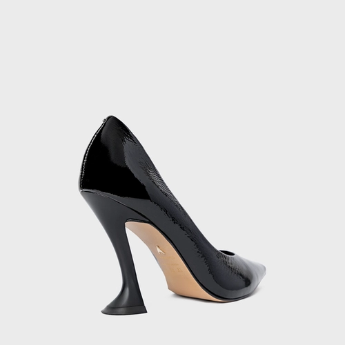 Scarpin Angeline Salto Silhoutte Couro Verniz Preto