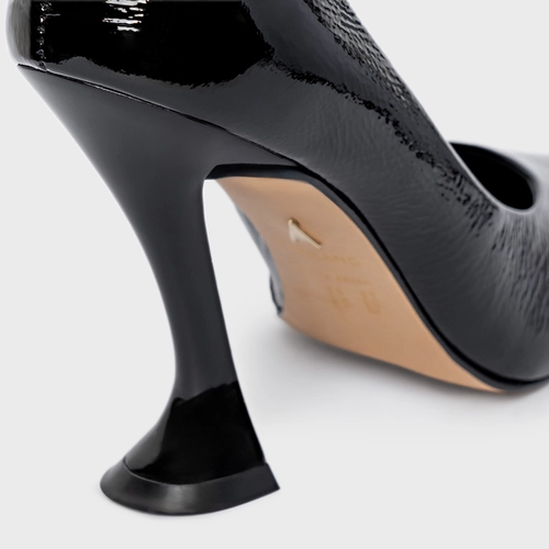 Scarpin Angeline Salto Silhoutte Couro Verniz Preto