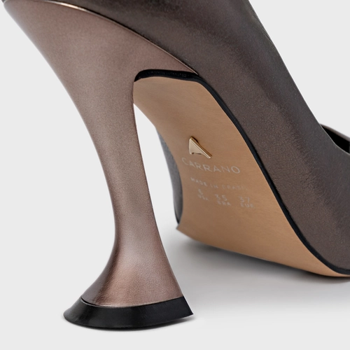 Scarpin Angeline Salto Silhoutte Couro Metalizado Prata Old