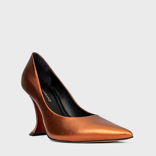 Scarpin Angeline Salto Silhoutte Couro Metalizado Maroon