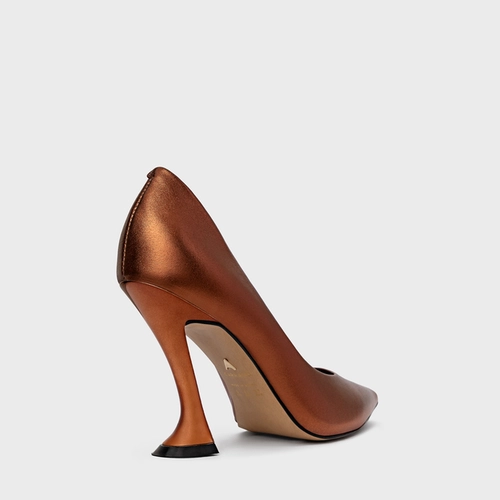 Scarpin Angeline Salto Silhoutte Couro Metalizado Maroon