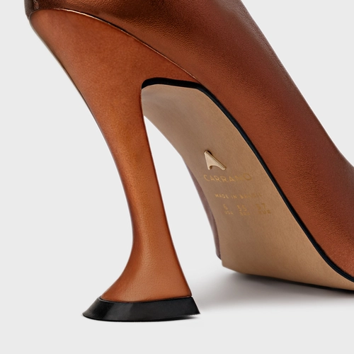 Scarpin Angeline Salto Silhoutte Couro Metalizado Maroon