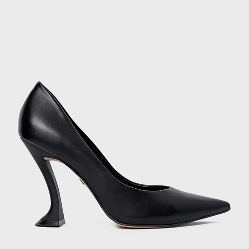 Scarpin Angeline Salto Silhoutte Couro Preto