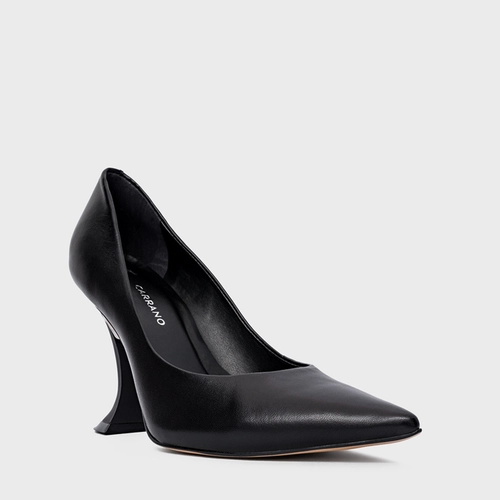 Scarpin Angeline Salto Silhoutte Couro Preto