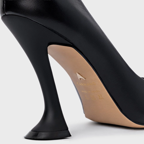 Scarpin Angeline Salto Silhoutte Couro Preto