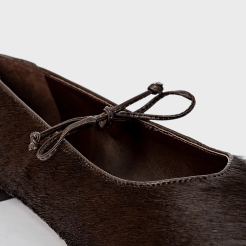 Sapatilha Slim Laço Pelo Marrom Dark Brown