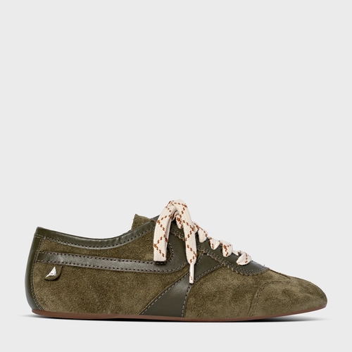 Tênis Low Couro Suede Verde Army Green