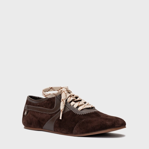 Tênis Low Couro Suede Marrom Ganache