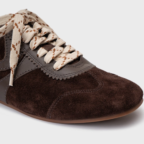 Tênis Low Couro Suede Marrom Ganache