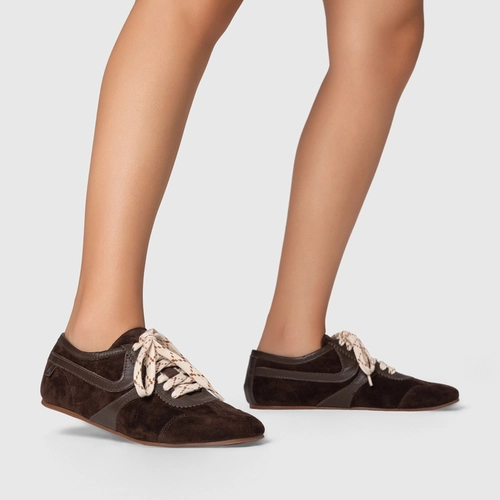 Tênis Low Couro Suede Marrom Ganache