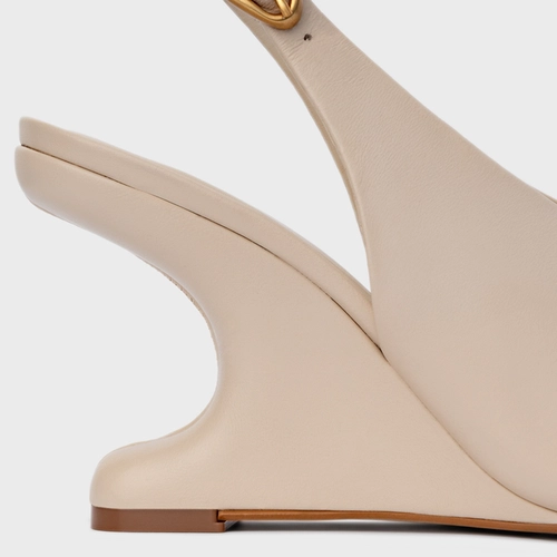 Sandália Bold Anabela Curve Couro Off White Cotton