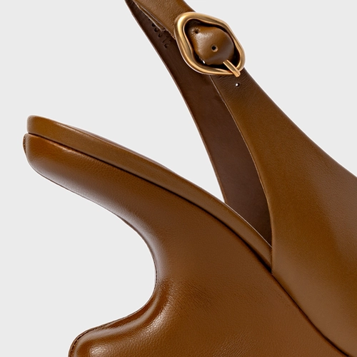 Sandália Bold Anabela Curve Couro Marrom Saddle